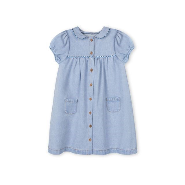 Madeleine Girl Shortsleeve Denim Dress | Macaroni Kids Madeleine Girl Shortsleeve Denim Dress | Macaroni Kids