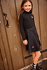 Little Parni Heart Detail Black Denim Skirt K702