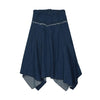 Urban Edge Uneven Dark Denim Skirt