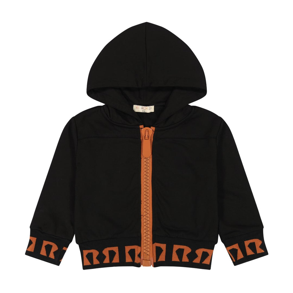 Retrokid Black/ Orange Oversized Hooded Boy Sweatshirt