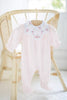 Tartine Et Chocolat Pink With White Embroidered Collar Footie