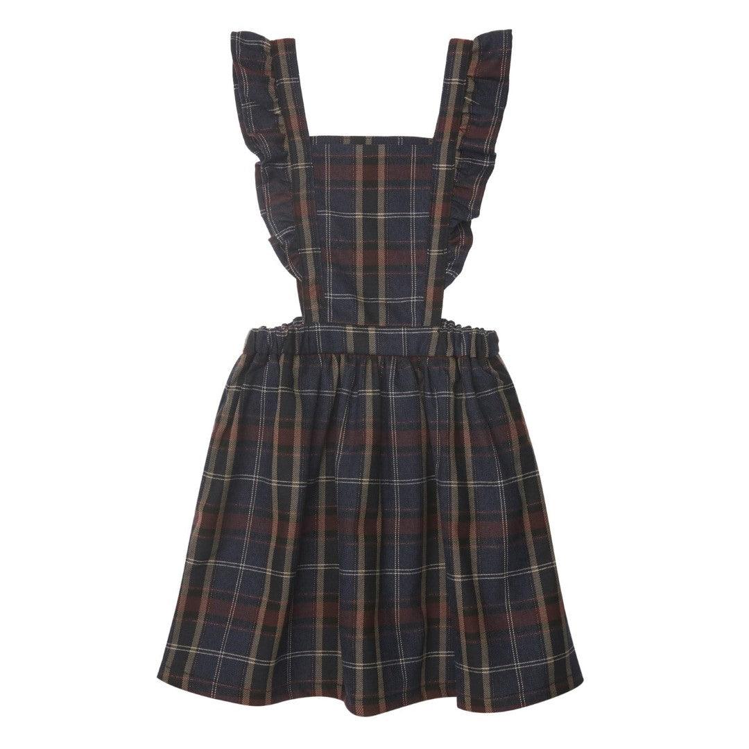 Tocoto Vintage Burdeaux Checkered pinafore dress – Macaroni Kids