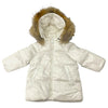 ADD Fur Pearly White Down Jacket with Bear Graphic and Logo AGGB0011 - Macaroni Kids