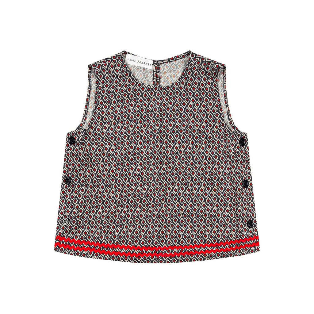 Atelier Parsmei Cheshire Blue Red Labyrinth Top & Skirt SET - Macaroni Kids