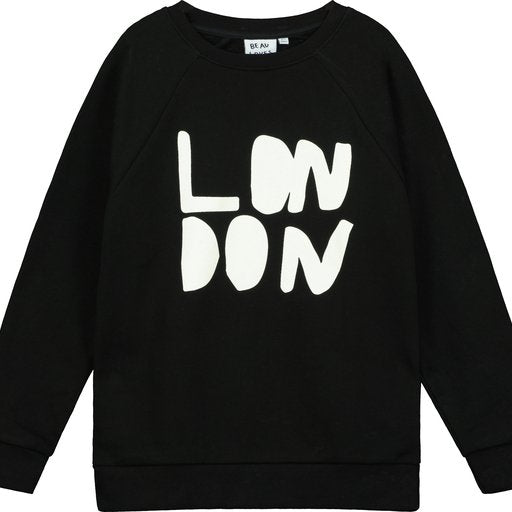 Beau Loves Black Black 'LONDON' Raglan Sweatshirt - Macaroni Kids
