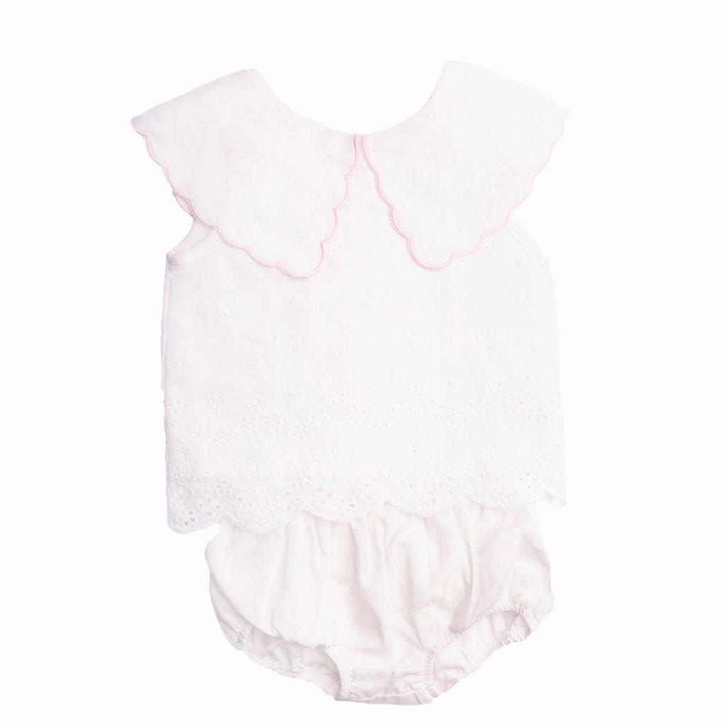 Bellou Kids White Crisp Eyelet Baby Girl Set | Macaroni Kids