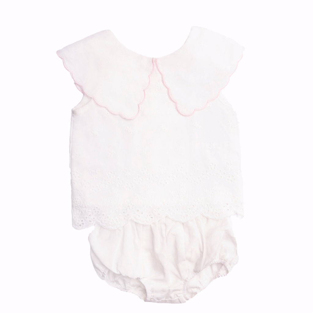 Bellou Kids White Crisp Eyelet Baby Girl Set - Macaroni Kids