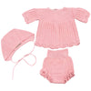 Carmina Antique Pink 3 Piece Knit Bloomer Set - Macaroni Kids