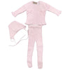 Carmina Baby Pink 3 Piece Knit Set With Bows - Macaroni Kids