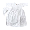 Carmina White Knit/Linen Dress with Lace Trim and Matching Bonnet - Macaroni Kids