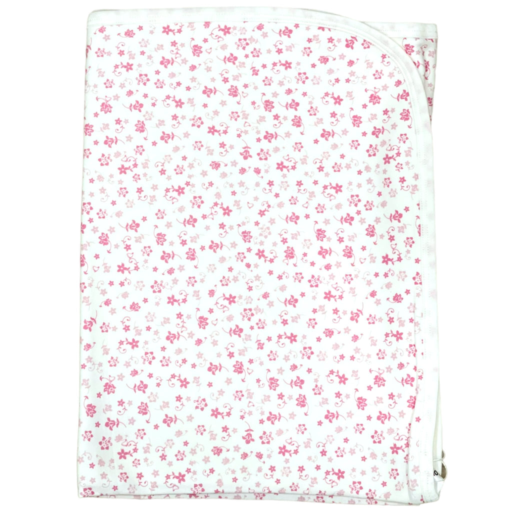 Coton Pompom Pink and White Floral Baby Blanket - Girl - Macaroni Kids