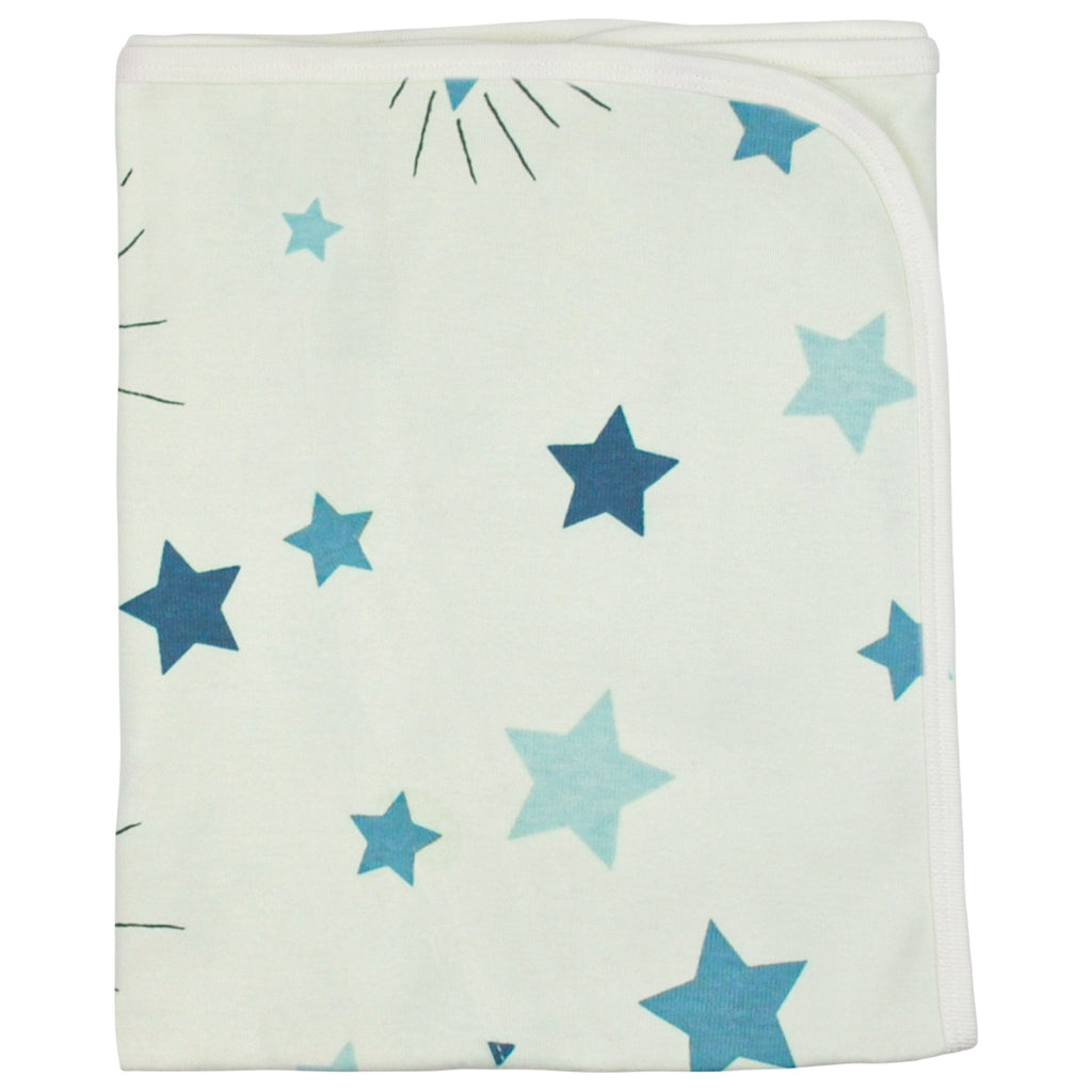 Coton Pompom White Multi Stars Baby Blanket - Boy - Macaroni Kids