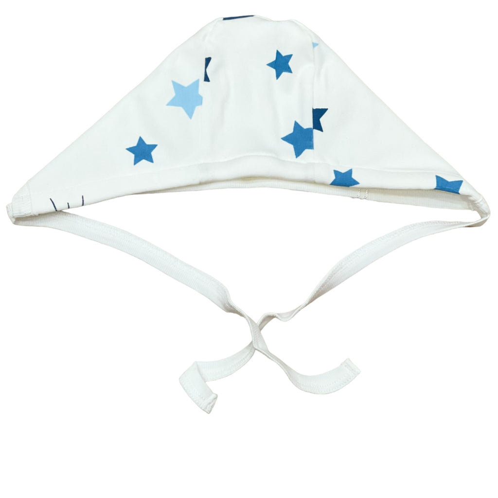 Coton Pompom White Multi Stars Baby Bonnet - Boy - Macaroni Kids