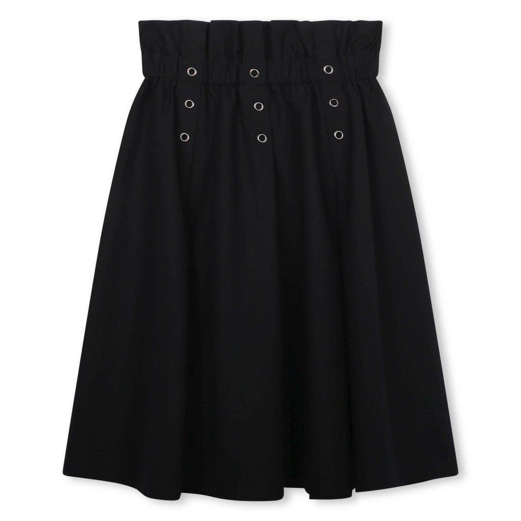 Dkny Black Long Skirt With Pleats And Eyelets - Macaroni Kids