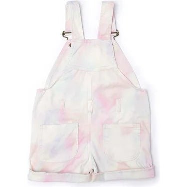 Dotty Dungarees Tie Dye Pink Rainbow Overall Shorts - Macaroni Kids