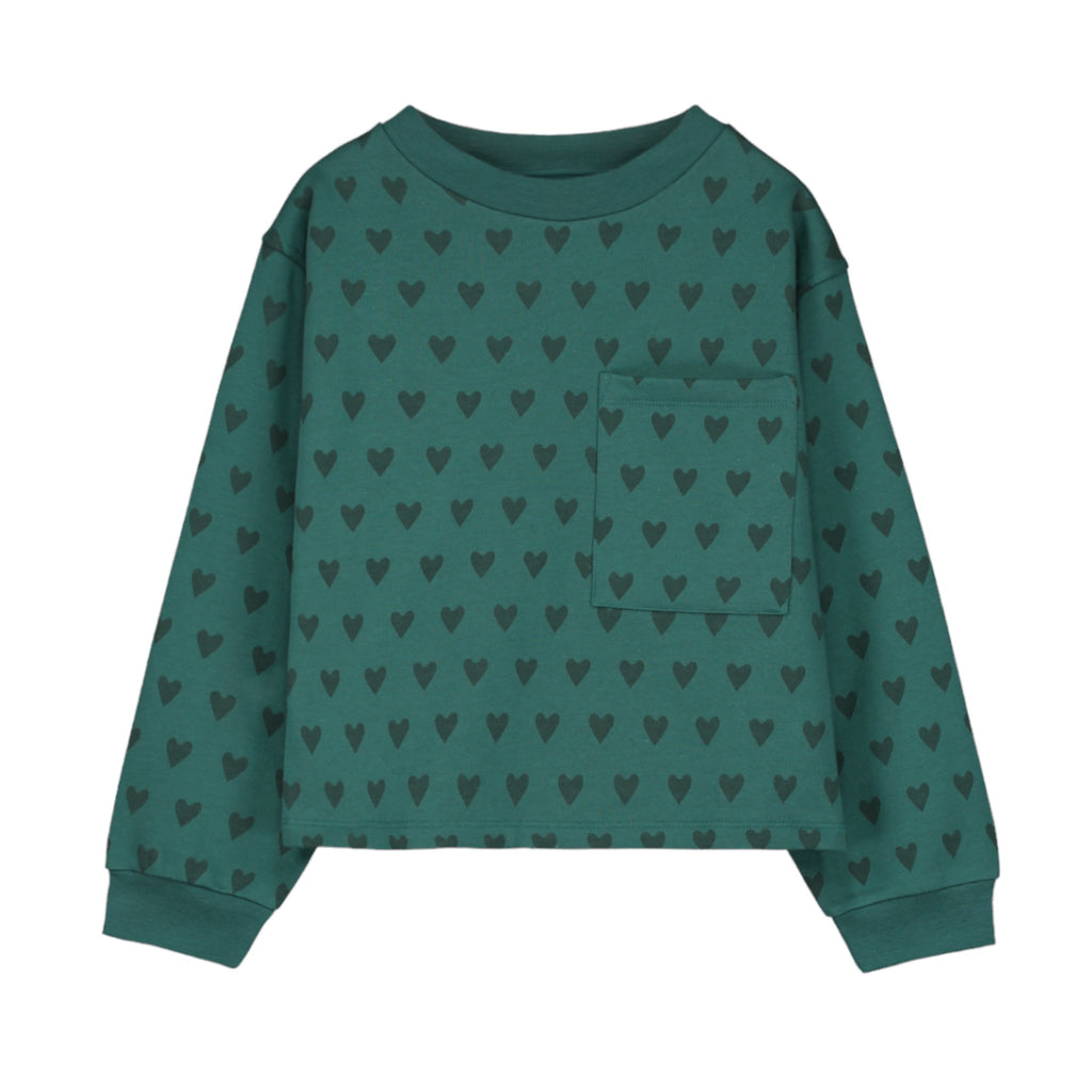 Holi And Love Michel Green Heart Jersey Sweatshirt - Macaroni Kids