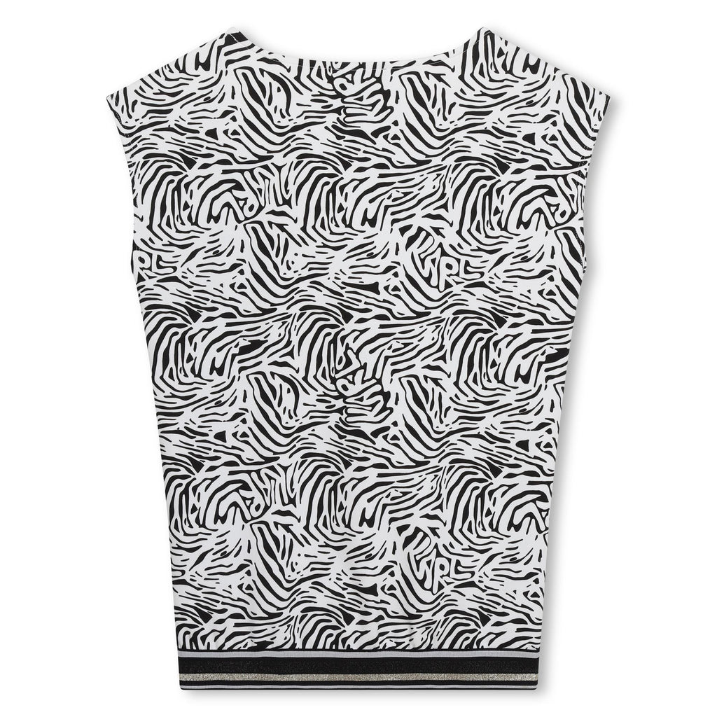 Karl Lagerfeld Black and White Girls Zebra Short sleeve Dress With logo - Macaroni Kids