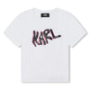 Karl Lagerfeld White With Sequin Girls Short Sleeve Tee - Macaroni Kids