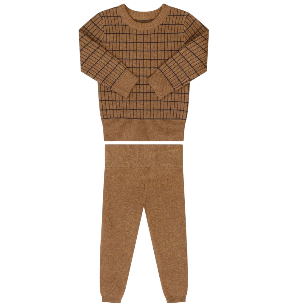 Kipp Grid Knit Set - Camel - Macaroni Kids