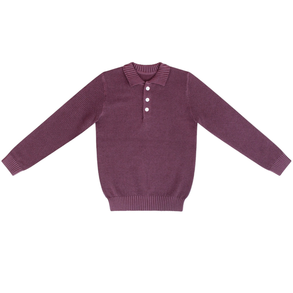 Kipp Polo Knit Sweater - Plum - Macaroni Kids