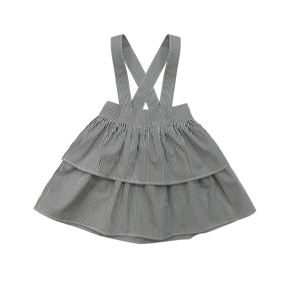 Little Parni Black and White Stripe Tiered Skirt K400 - Macaroni Kids