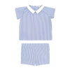 Little Parni Blue and White Stripe Baby 2 Piece Set With Pants K407 - Macaroni Kids