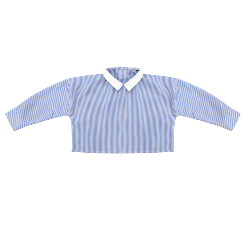 Little Parni Blue and White Stripe Collar Shirt K402 - Macaroni Kids