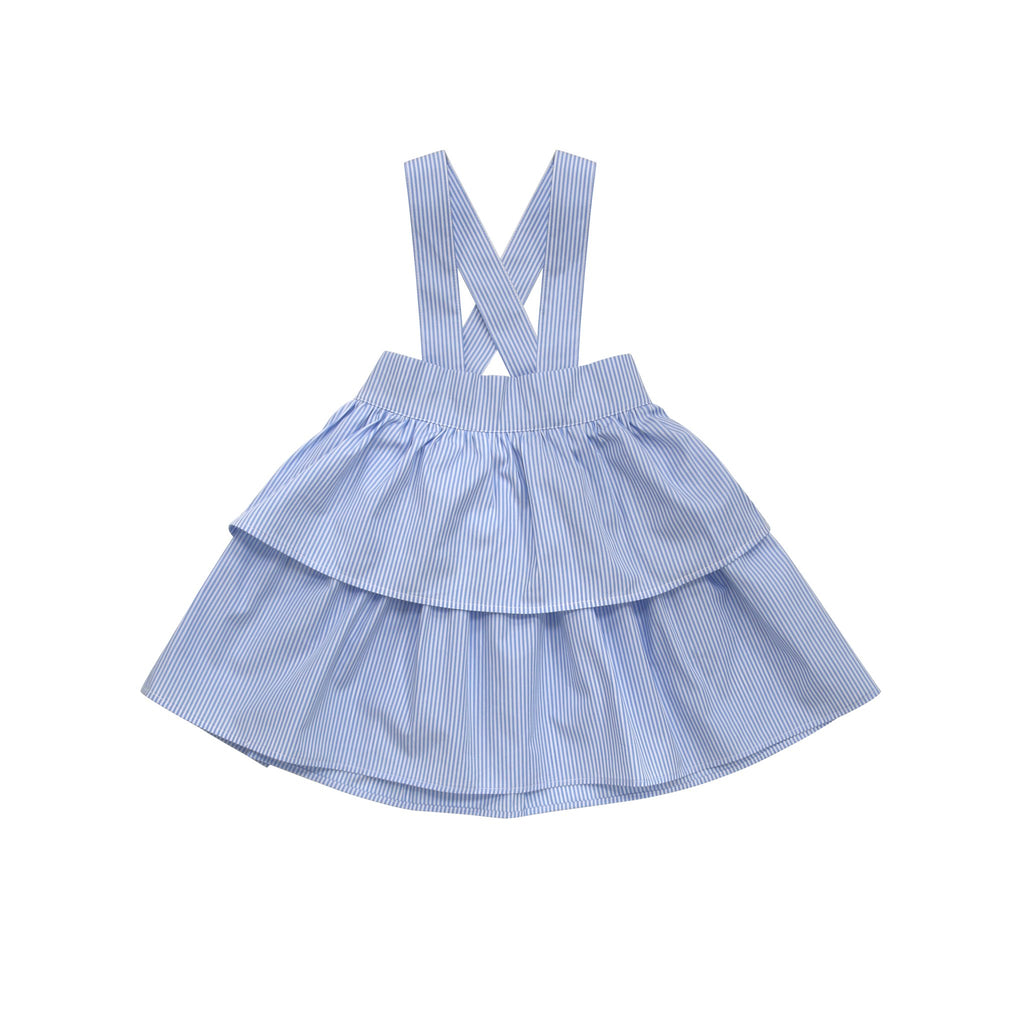 Little Parni Blue and White Stripe Tiered Skirt K400 - Macaroni Kids