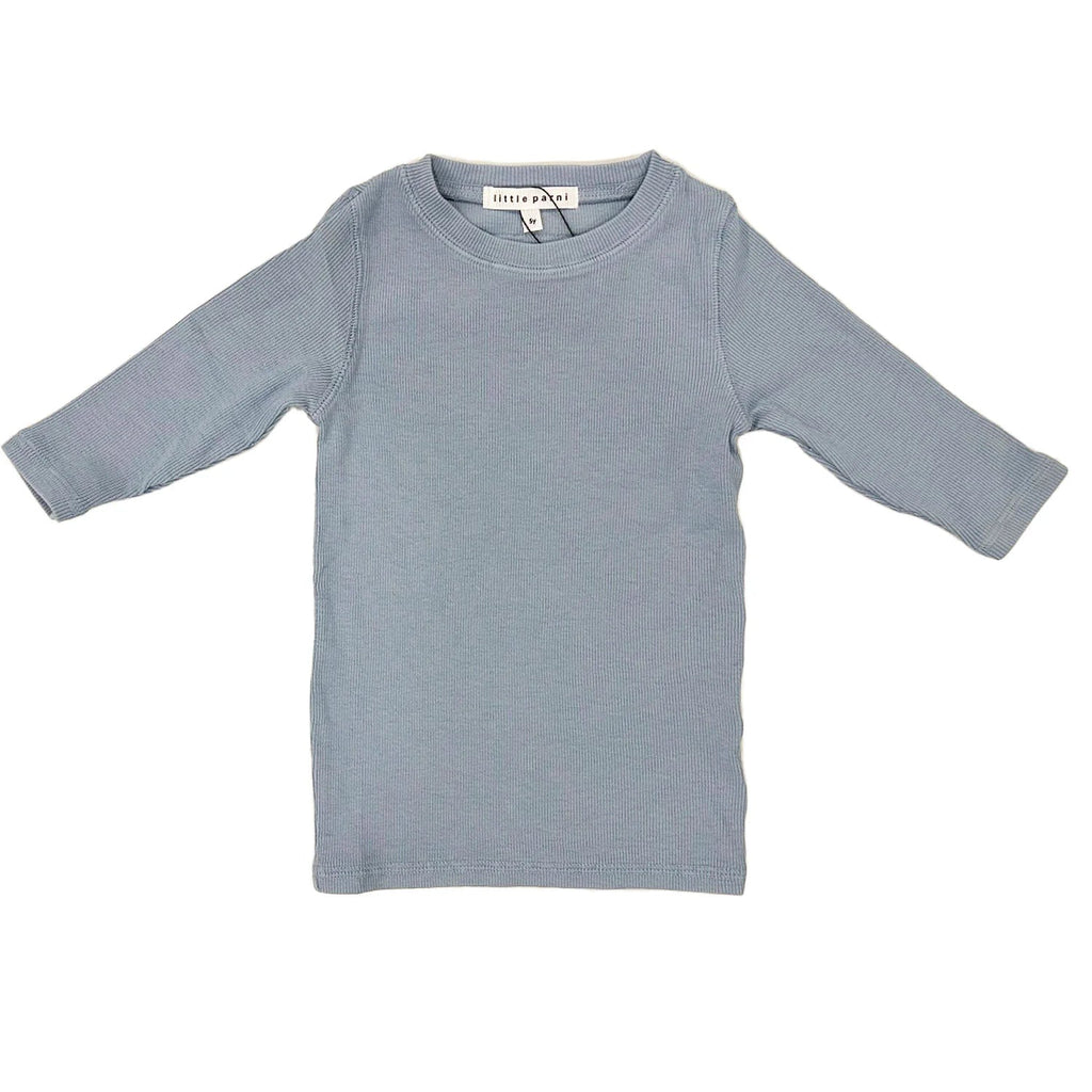 Little Parni Blue Girls 3/4 Sleeve Tshirt w/ Parni Label in Back K235 - Macaroni Kids
