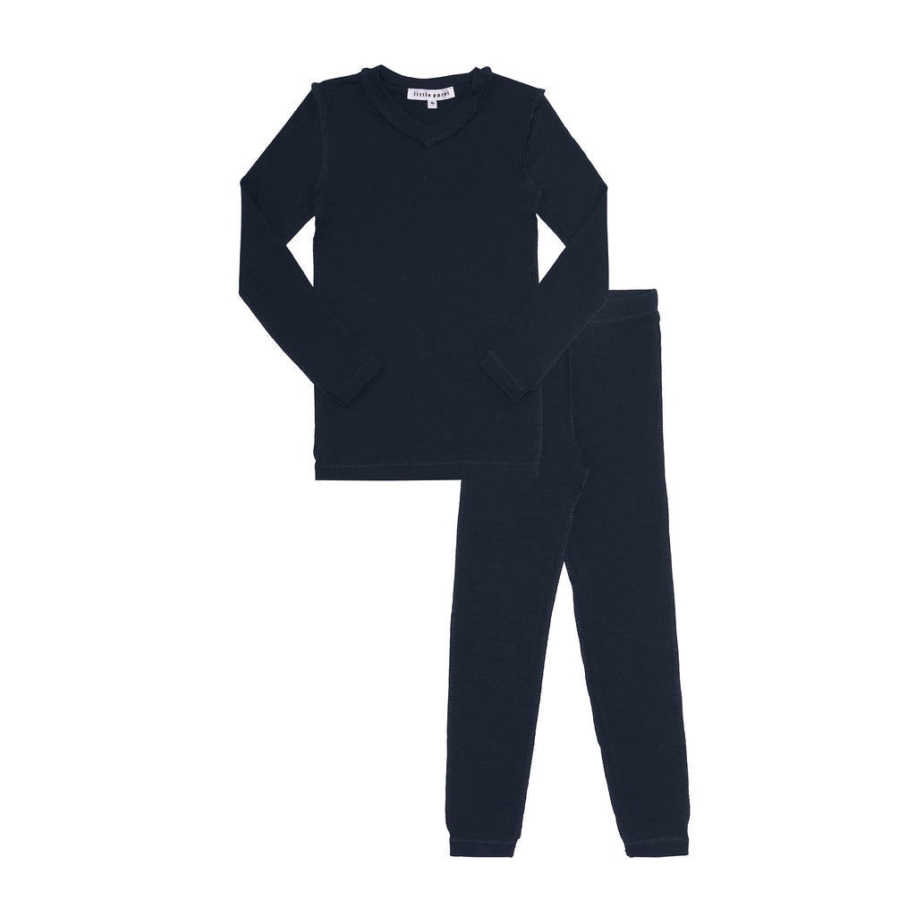 Little Parni Navy Solid Pajamas PJ71 - Macaroni Kids
