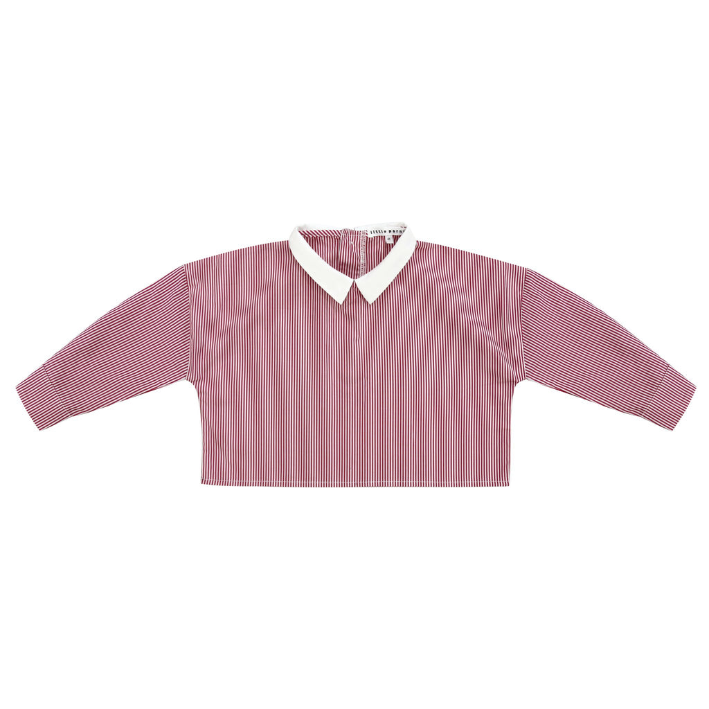 Little Parni Red and White Stripe Collar Shirt K402 - Macaroni Kids