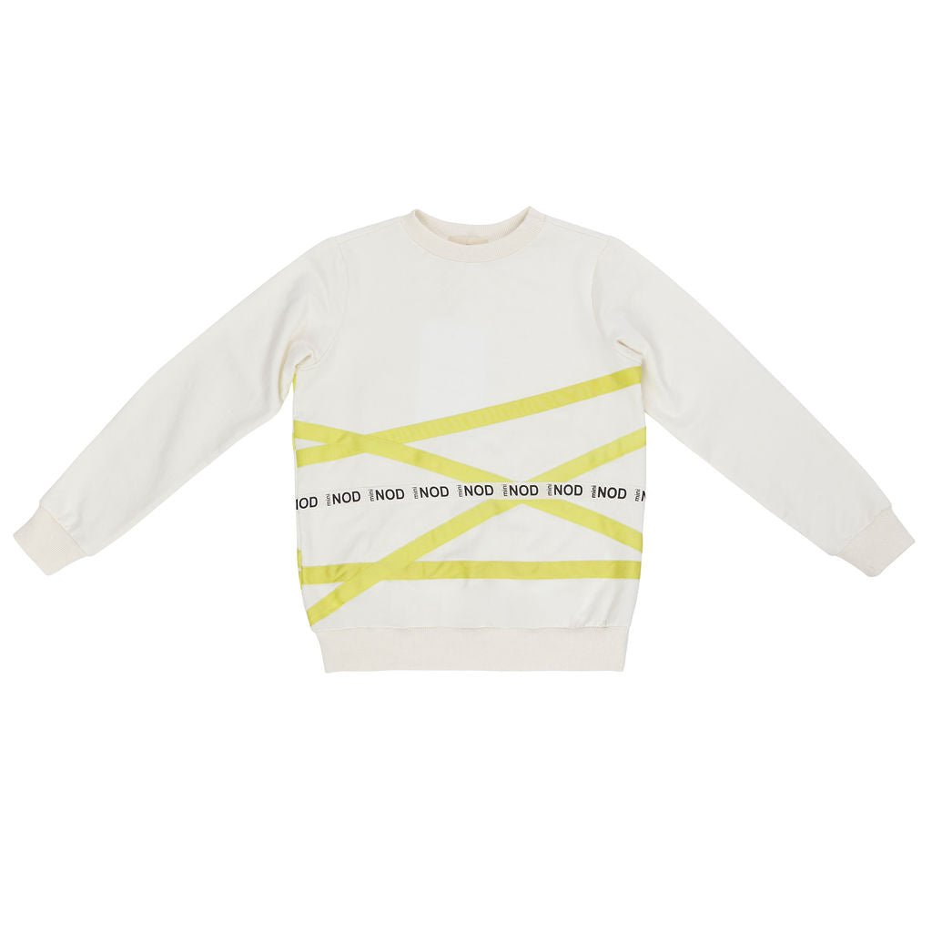 Mini Nod Crossover Ribbon Sweatshirt White/Yellow - Macaroni Kids