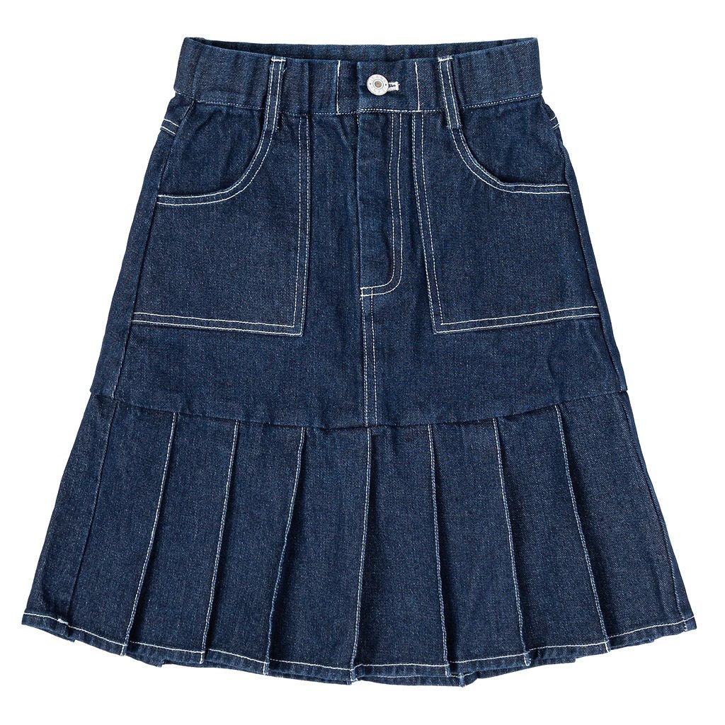Mini Nod Pleated Skirt Denim - Macaroni Kids