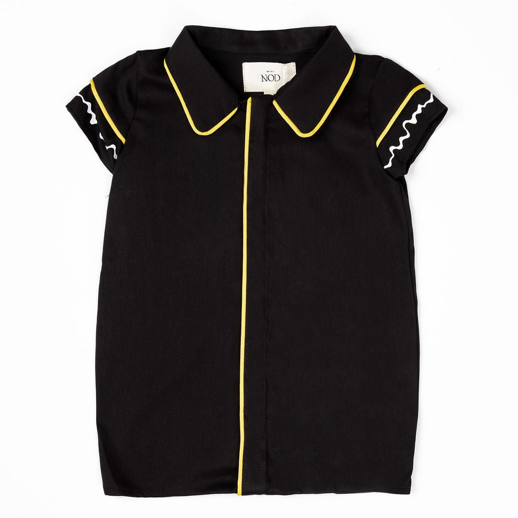 Mini Nod Rope Shirt Onesie Black/Yellow - Macaroni Kids