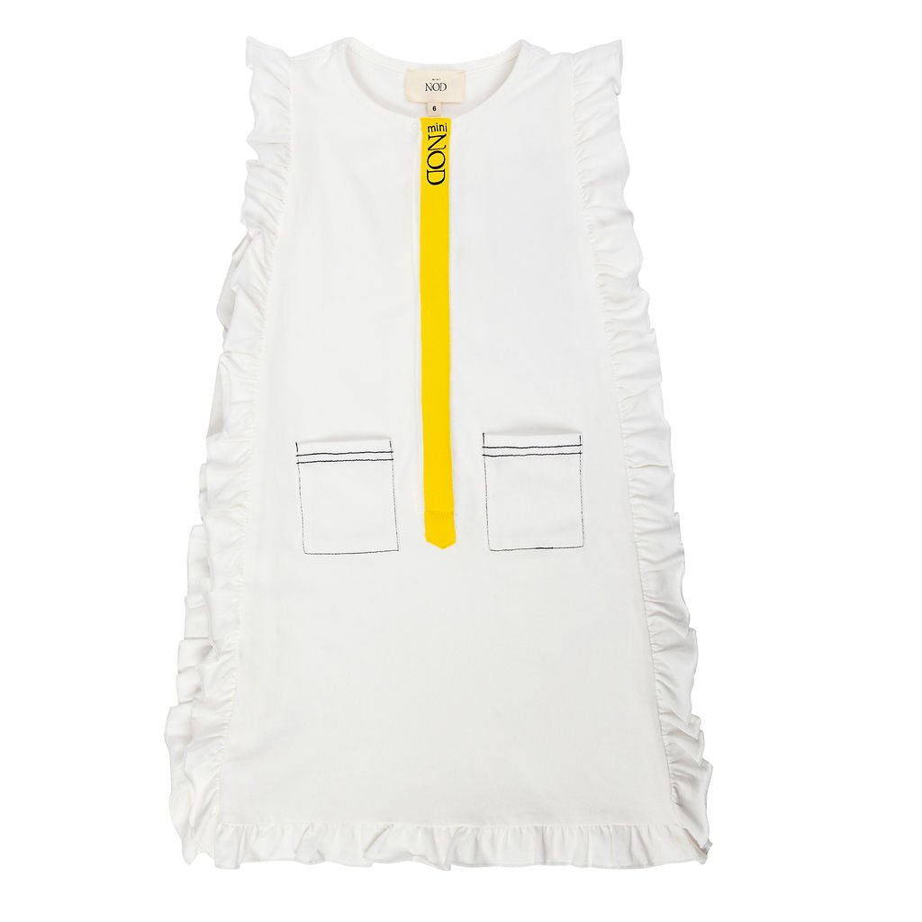Mini Nod Ruffle Ribbon Girl'S Dress White/Yellow - Macaroni Kids