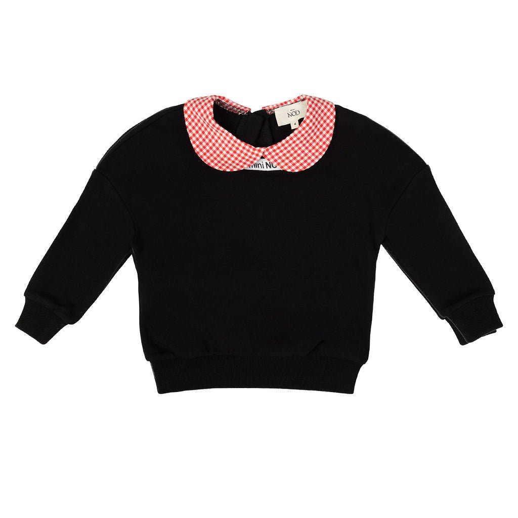 Mini Nod Sweatshirt With Collar Black/Gingham - Macaroni Kids