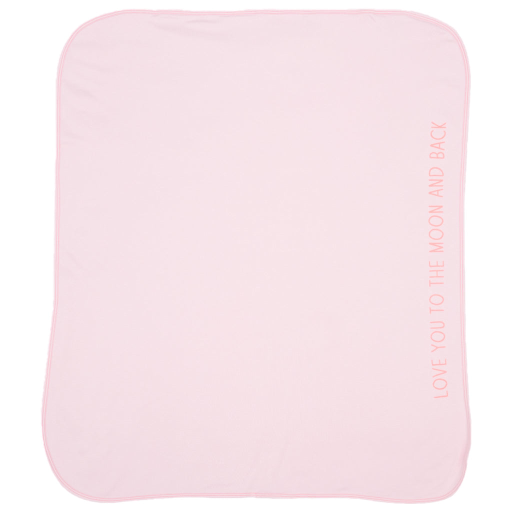 Noomie Llc Solid Pink Love You To The Moon Double Layer Blanket - Macaroni Kids