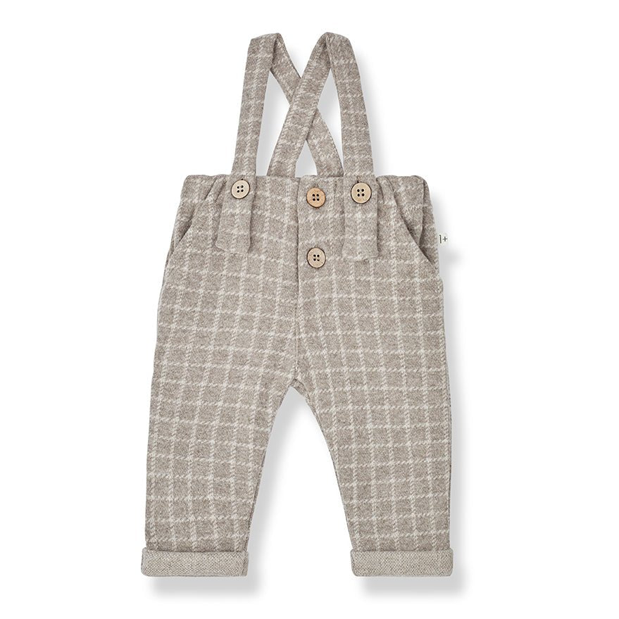 One More In The Family Hendric Taupe Pants W. Suspenders - Macaroni Kids