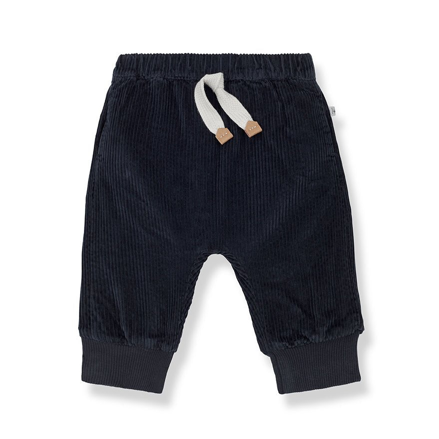 One More In The Family Jef Navy Pants - Macaroni Kids