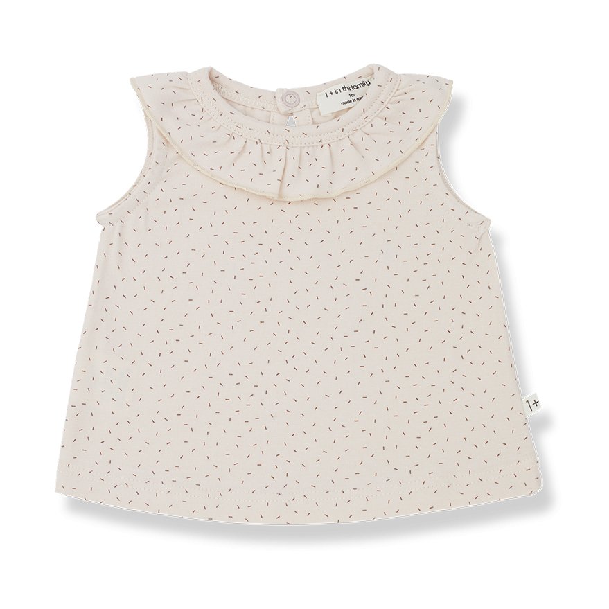 One More In The Family Juliana Printed Jersey Blouse With Collar - Macaroni Kids
