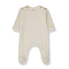 One More In The Family Porthos Ecru Jumpsuit W/Feet - Macaroni Kids