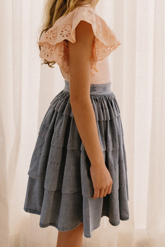 Petite Amalie Chambray Pleated Skirt - Macaroni Kids