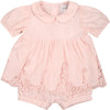 Pink Baby Short Sleeve Collared w/ Logo Onesie - Macaroni Kids