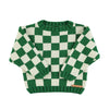 Piupiuchick Ecru & Green Checkered Knitted Sweater - Macaroni Kids