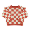 Piupiuchick Ecru & Terracotta Checkered Knitted Sweater - Macaroni Kids