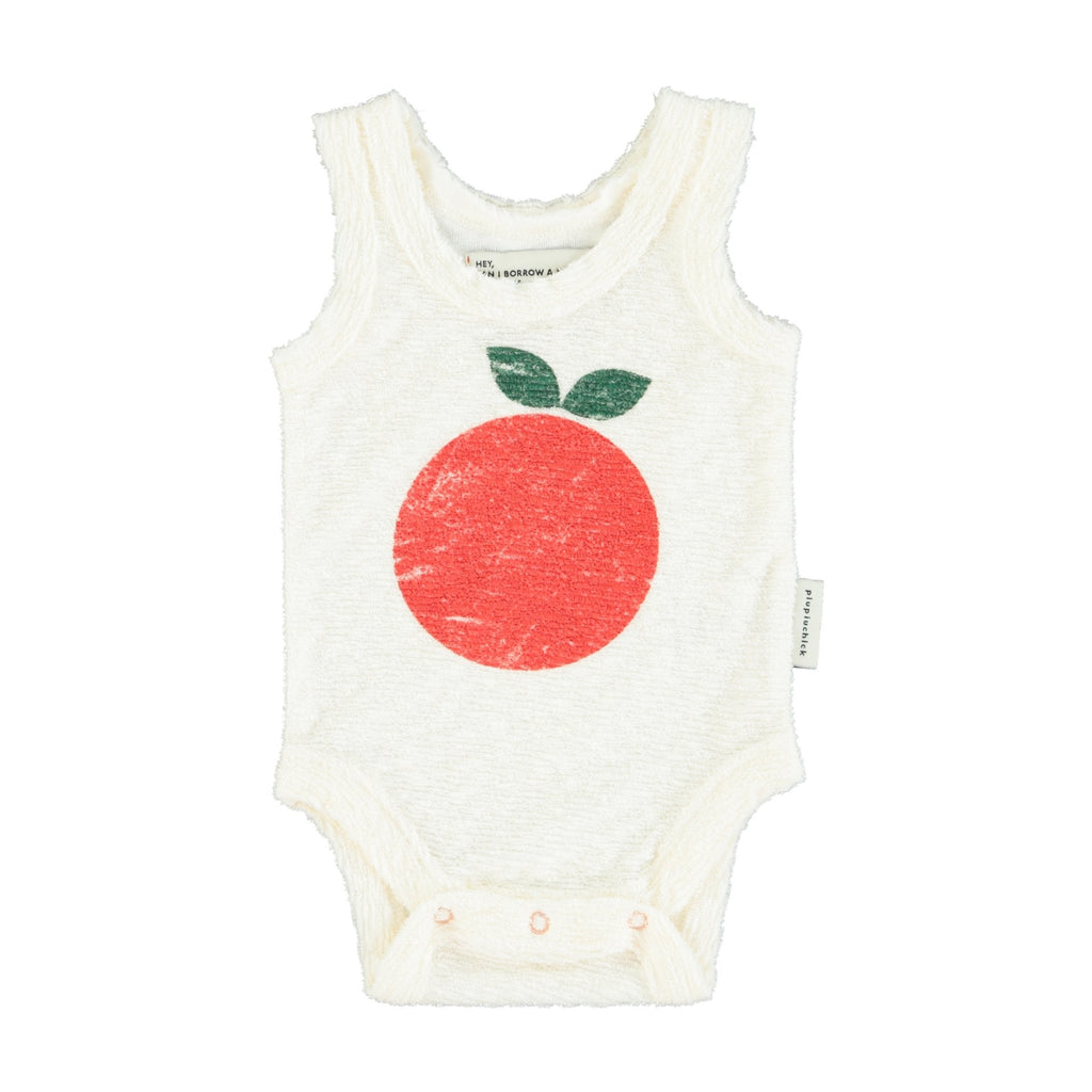 Piupiuchick Ecru w/ Apple Print Sleeveless Bodysuit - Macaroni Kids