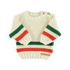Piupiuchick Ecru w/ Multicolor Stripes Knitted Sweater - Macaroni Kids