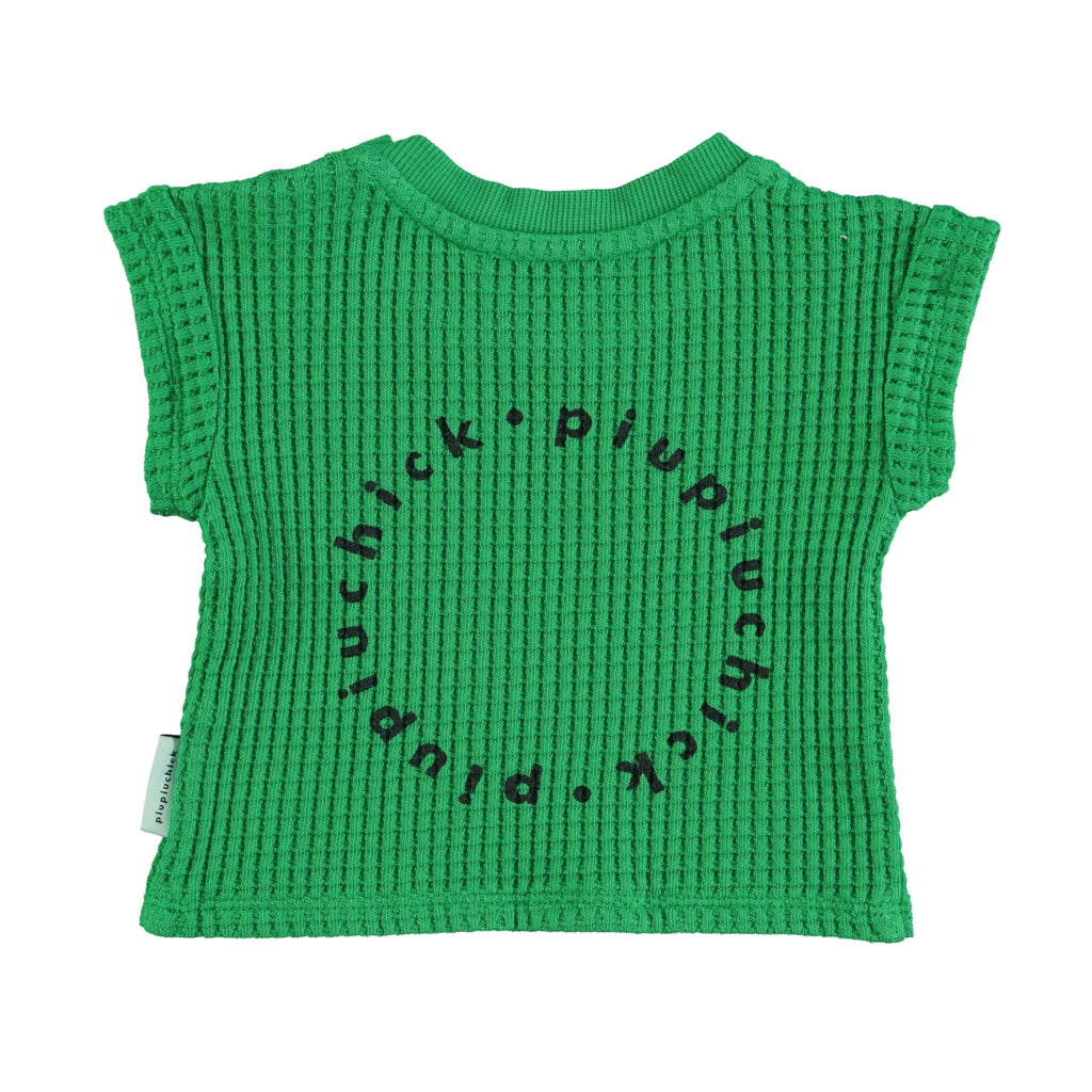 Piupiuchick Green w/ Black Logo Print T'Shirt - Macaroni Kids