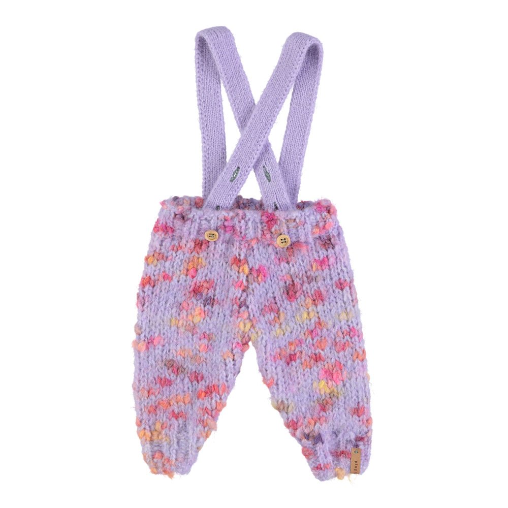 Piupiuchick Knitted Baby Trousers with Straps - Multicolor Lilac - Macaroni Kids