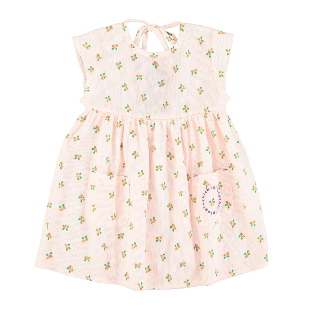 Piupiuchick Light Pink Stripes w/ Little Flowers Knee Length Dress - Macaroni Kids
